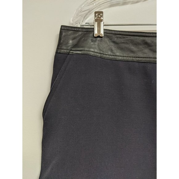 Worthington Size 18 Skirt Navy Blue Lined Modest Womens black Faux Leather Waist - Picture 2 of 6